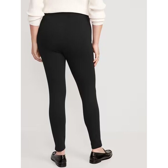 Old Navy Stevie Skinny Ankle Pants Women XL Tall Black Ponte Knit Seam Front NEW - Picture 2 of 8